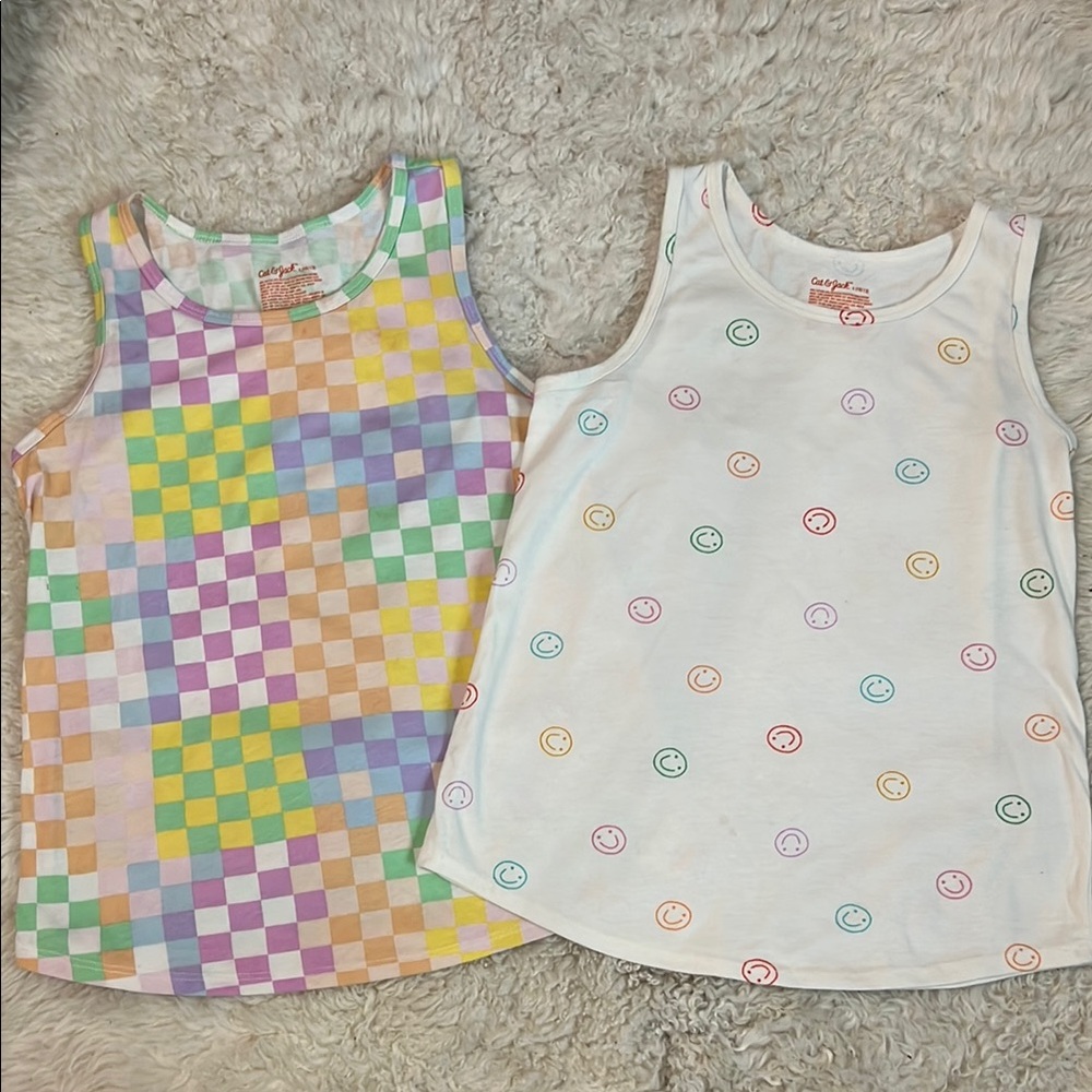 GUC - Cat&Jack Kids Colorful Cotton Tank Tops Set (2Pieces) 10-12Yrs L